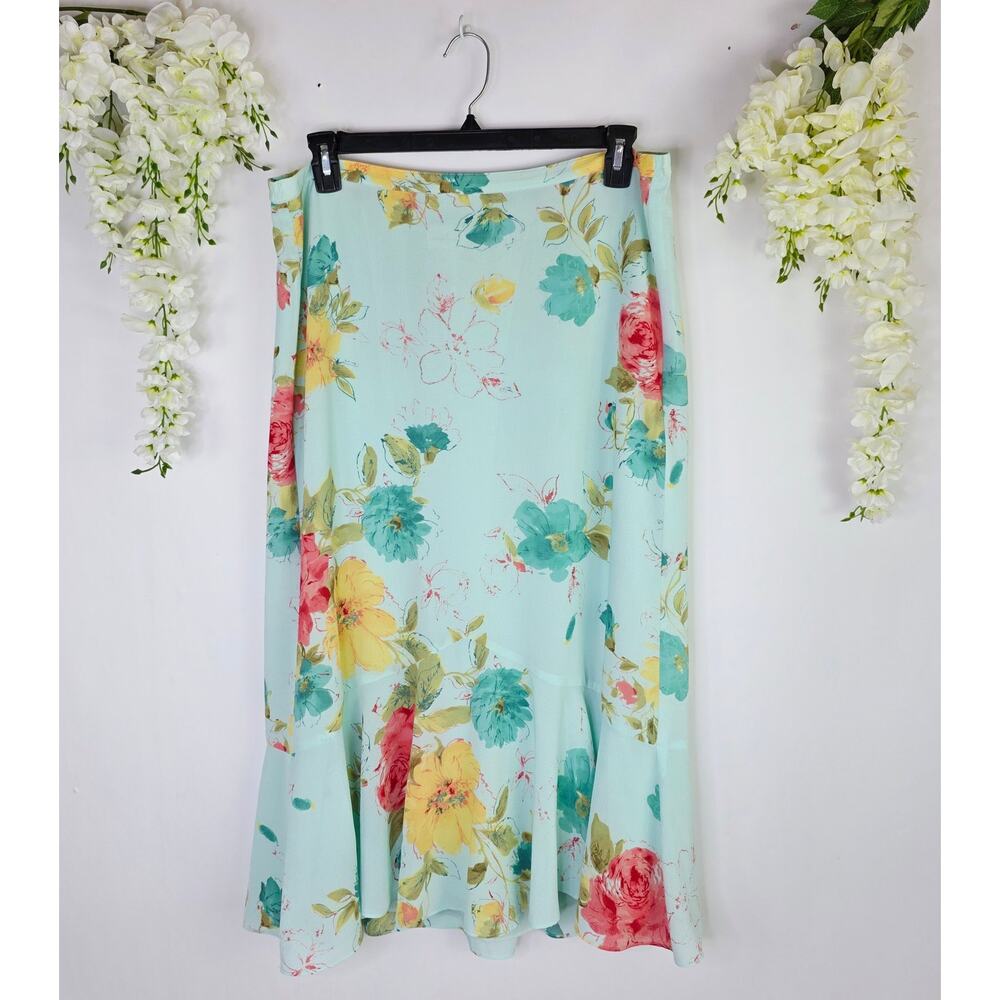 Emma James Mint Floral Midi Skirt